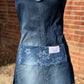 Upcycled Children's Denim Apron with Rhinestone Accent Denim Flower